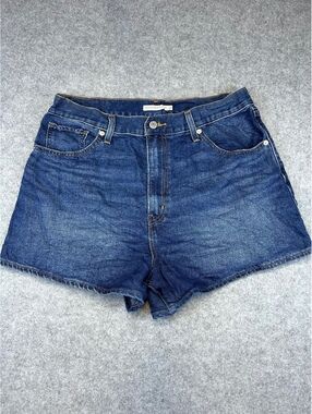 Levis Denim Shorts Women Size 32 High Waisted Mom Shorts High Rise Dark Wash